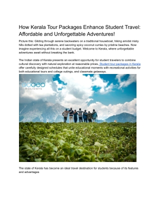 How Kerala Tour Packages Enhance Student Travel_ Affordable and Unforgettable Adventures!