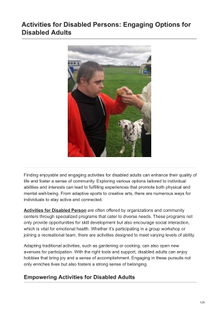 Activities for Disabled Persons Engaging Options for Disabled Adults