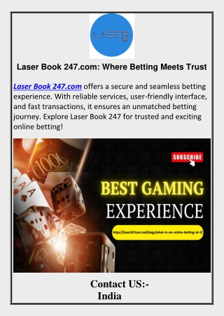 Laser Book 247 Where Betting Meets Trust