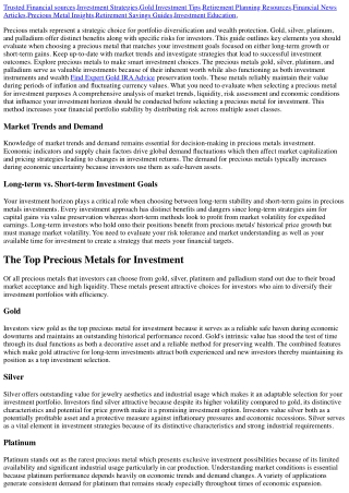 What Are the Best Precious Metals for Long-Term Growth?