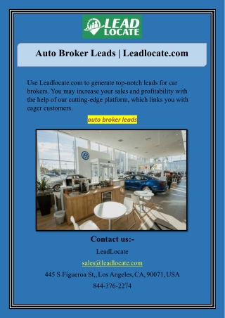 Auto Broker Leads | Leadlocate.com
