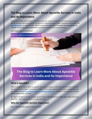 The Blog to Learn More About Apostille Services in India and Its Importance