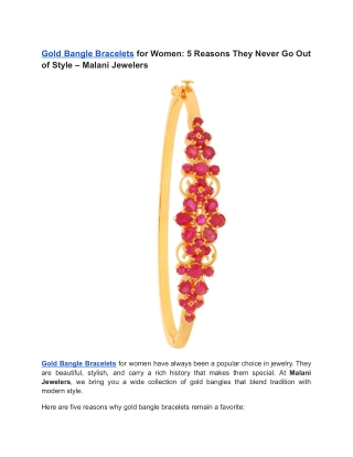 Gold Bangle Bracelets for Women_ 5 Reasons They Never Go Out of Style – Malani Jewelers