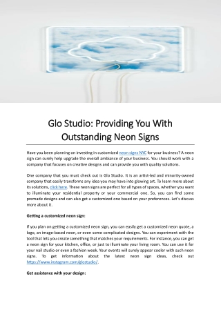 GLO Studio Online Presentations Channel