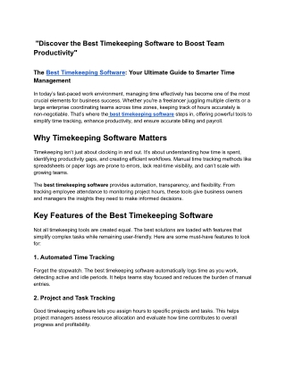 "Discover the Best Timekeeping Software to Boost Team Productivity"