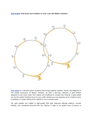 Gold Anklet_ Add Grace and Tradition to Your Look with Malani Jewelers