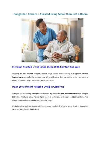 Sungarden Terrace Assisted living More Than Just a Room