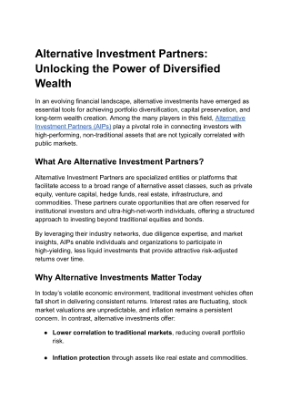 Alternative Investment Partners_ Unlocking the Power of Diversified Wealth