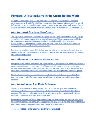 Romabet- A Trusted Name in the Online Betting World