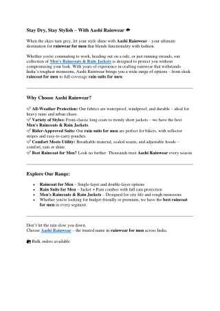 Best Raincoat for Men