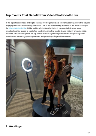 Top Events That Benefit from Video Photobooth Hire