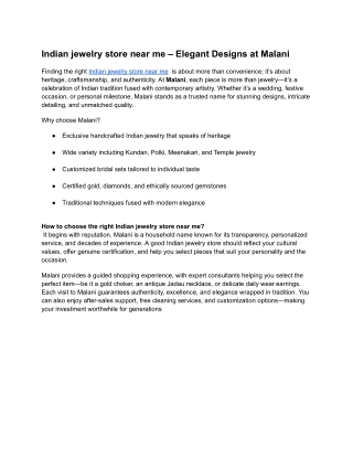 Indian jewelry store near me – Elegant Designs at Malani