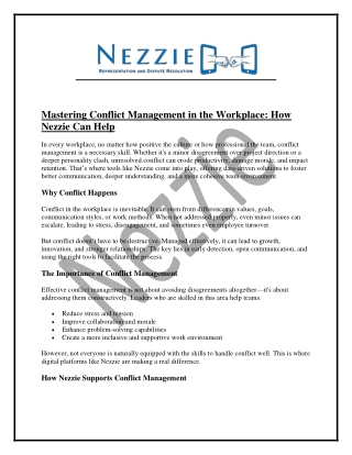 Mastering Conflict Management in the Workplace: How Nezzie Can Help