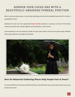 Honour Your Loved One with a Beautifully Arranged Funeral Function