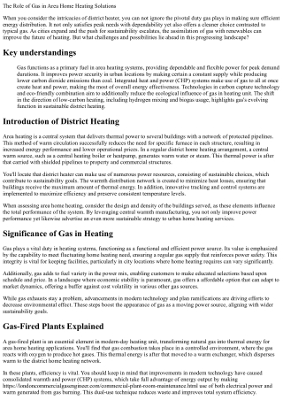The Role of Gas in District Home Heating Systems