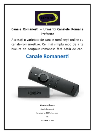 Canale Romanesti – Urmariti Canalele Romane Preferate