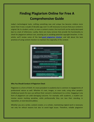 Finding Plagiarism Online for Free A Comprehensive Guide