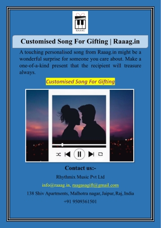 Customised Song For Gifting | Raaag.in