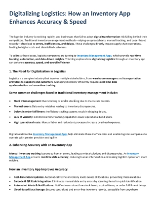 Digitalizing Logistics: How an Inventory App Enhances Accuracy & Speed