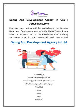 Dating App Development Agency In Usa  Derivedweb.com