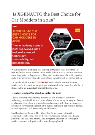 The Ultimate 2025 Review of XGENAUTO Custom Auto Parts