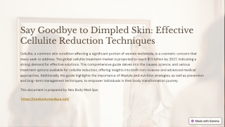 Say Goodbye to Dimpled Skin: Effective Cellulite Reduction Techniques