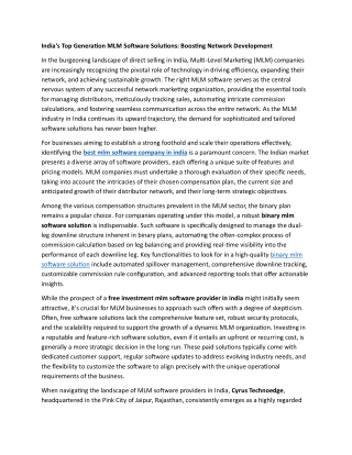 India's Top Generation MLM Software Solutions: Boosting Network Development