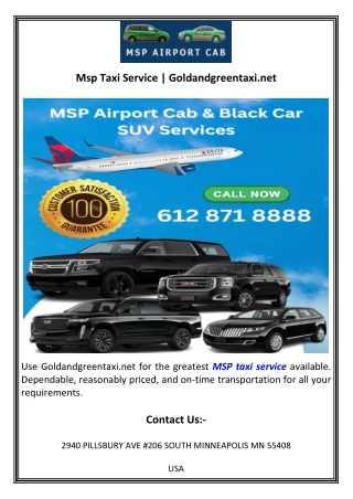 Msp Taxi Service  Goldandgreentaxi.net