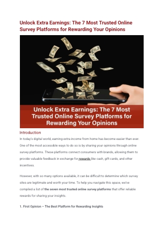 Unlock Extra Earnings_ The 7 Most Trusted Online Survey Platforms for Rewarding Your Opinions