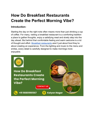 How Do Breakfast Restaurants Create the Perfect Morning Vibe