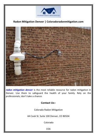 Radon Mitigation Denver  Coloradoradonmitigation.com