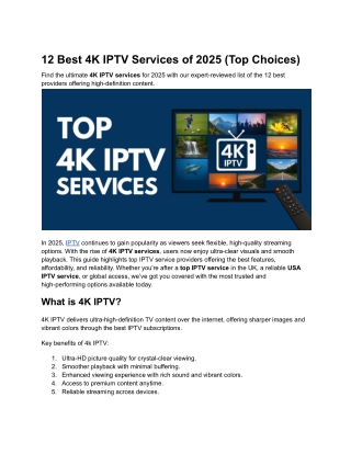 12 Best 4K IPTV Services of 2025 (Top Choices)
