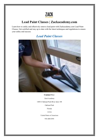 Lead Paint Classes  Zackacademy.com