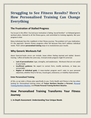 Struggling to See Fitness Results