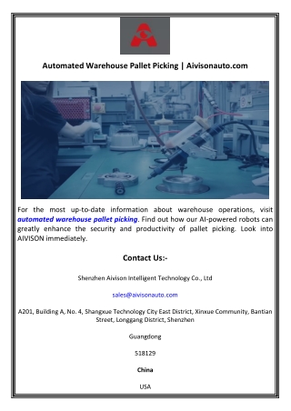 Automated Warehouse Pallet Picking  Aivisonauto.com