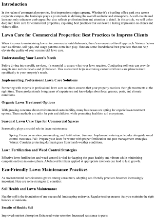 Lawn Care for Commercial Properties: Best Practices to Impress Clients