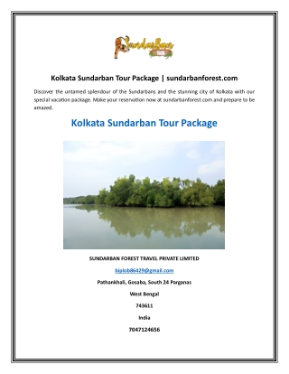 Kolkata Sundarban Tour Package sundarbanforest.com