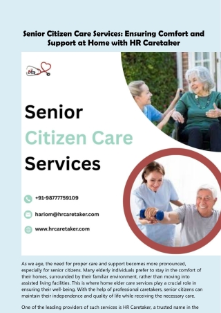 Senior Citizen Care Services