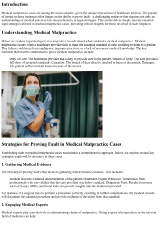 Proving Fault: Legal Strategies in Medical Malpractice Cases