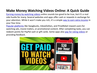 Make Money Watching Videos Online