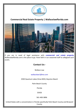 Commercial Real Estate Property  Wallacelawflorida.com