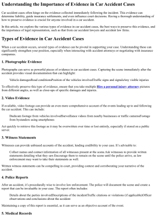 How to Preserve Evidence in a Car Accident Case