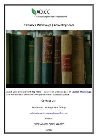 It Courses Mississauga  Aolccollege.com