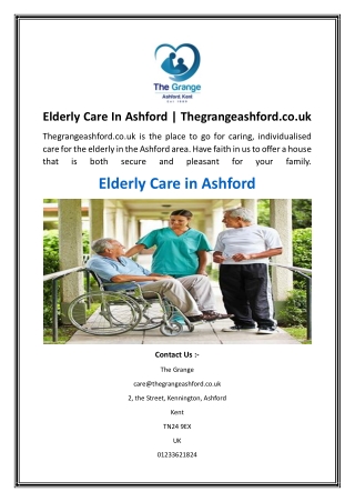 Elderly Care In Ashford  Thegrangeashford.co.uk