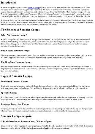 Growing Up Global: How Summer Camps in Spain Promote Independence and Cultural A