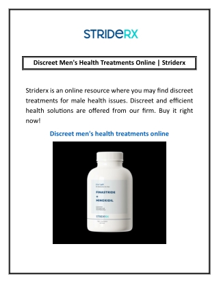 Discreet Men's Health Treatments Online | Striderx