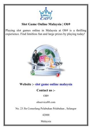 Slot Game Online Malaysia  Ob9