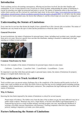 The Statute of Limitations in Truck Accident Cases: What You Need to Know