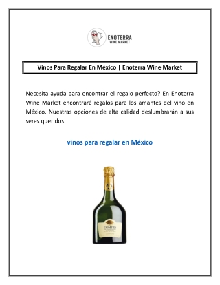 Vinos Para Regalar En México | Enoterra Wine Market