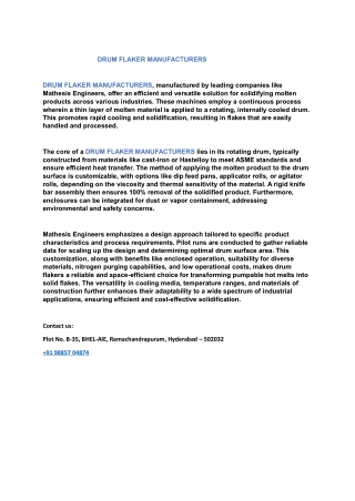 DRUM FLAKER MANUFACTURERS